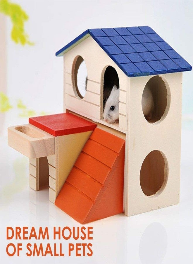 سايج سكوير بيت حيوانات أليفة خشبي من طابقين من سيج سكوير، مزود بسلم ورف طعام ومنصة، آمن ومريح وقابل للطي، مناسب للهامستر/الجرذان/الفئران/الجربوع/الشنشيلة/القنفذ - Image 2